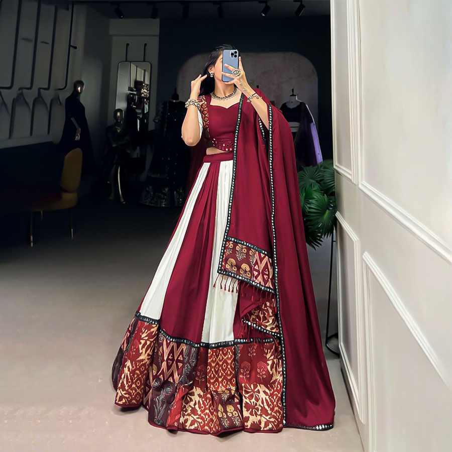 Red Rayon Party Wear Lehenga