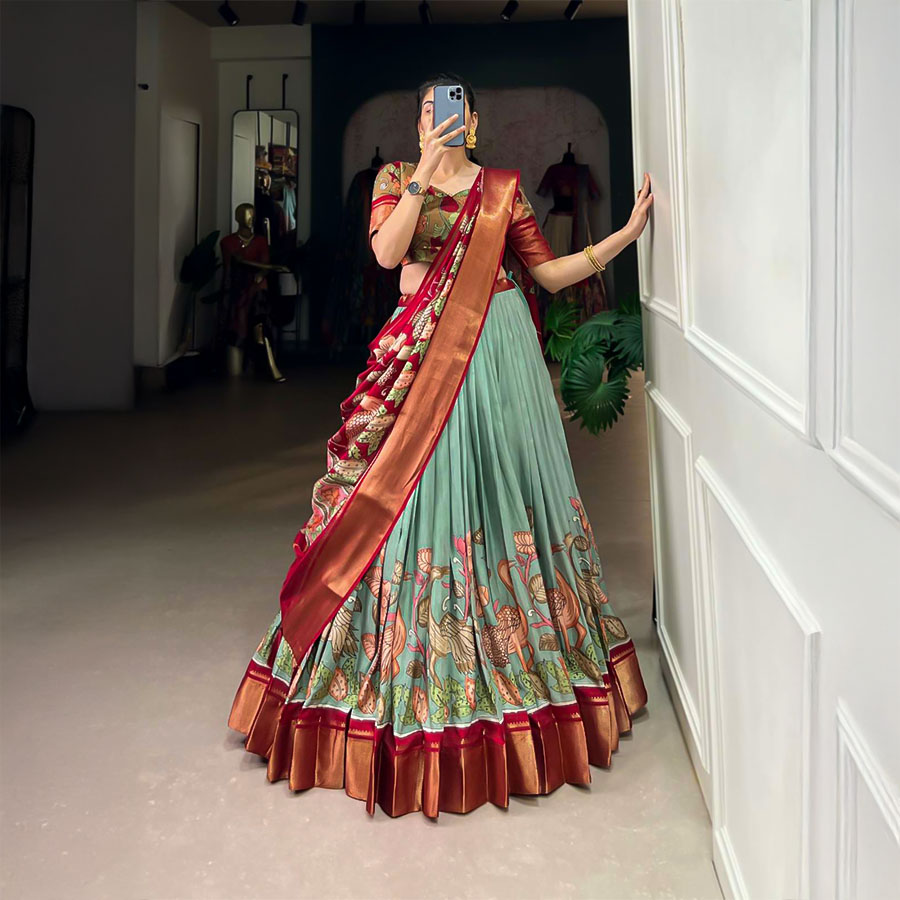 Red  Dola Silk Casual Wear Lehenga