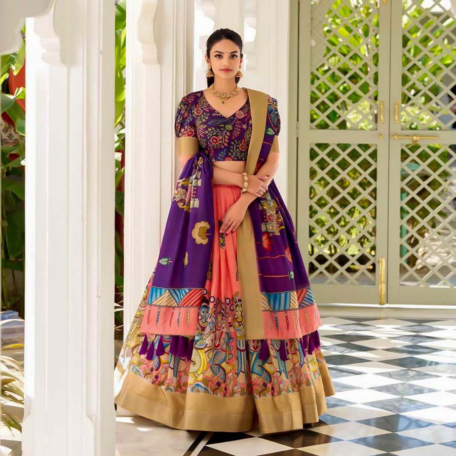 Violet  Dola Silk  Casual Wear Lehenga