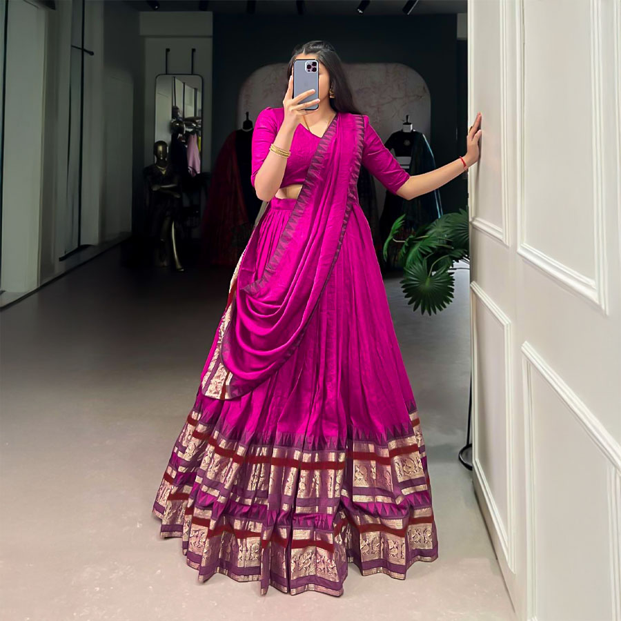 Violet Chanderi Casual Wear Lehenga