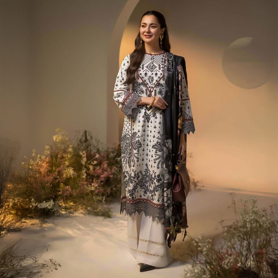 White Lawn Casual Wear Salwar Kameez