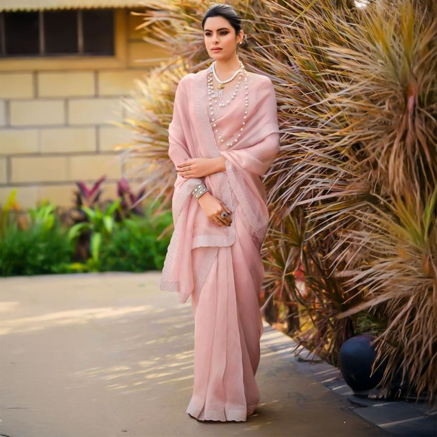 Pink  Malai Silk Casual Wear Saree