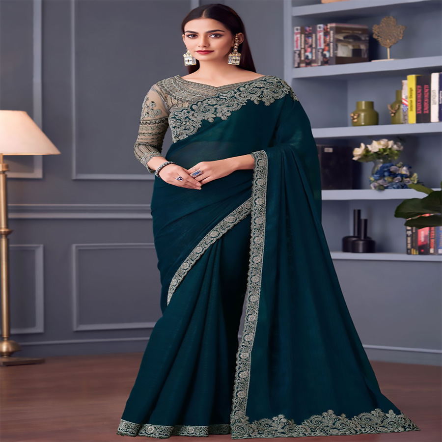 Blue Georgette Partywear Saree