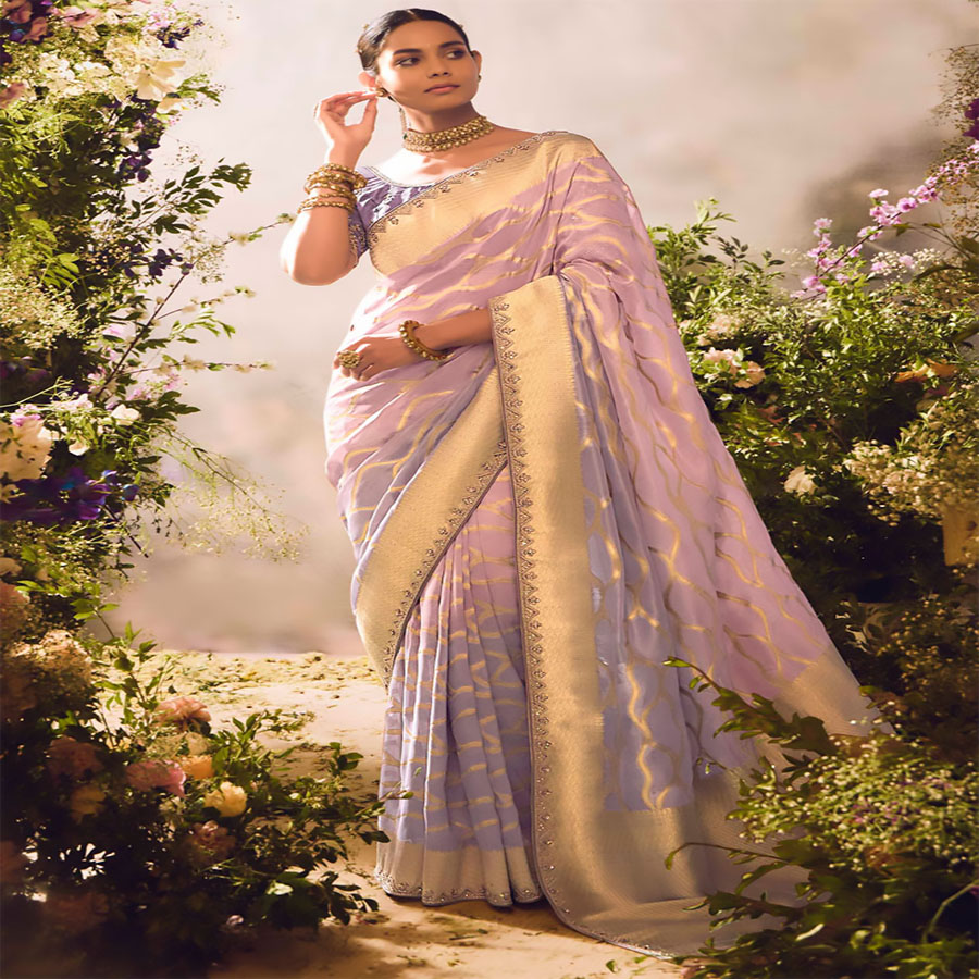 Light Mauve Silk Partywear Saree