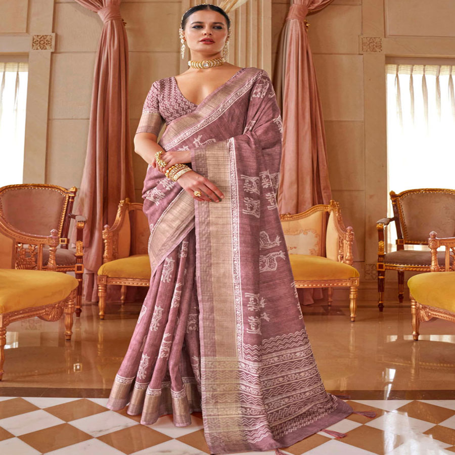 Mauve Silk Designer Saree