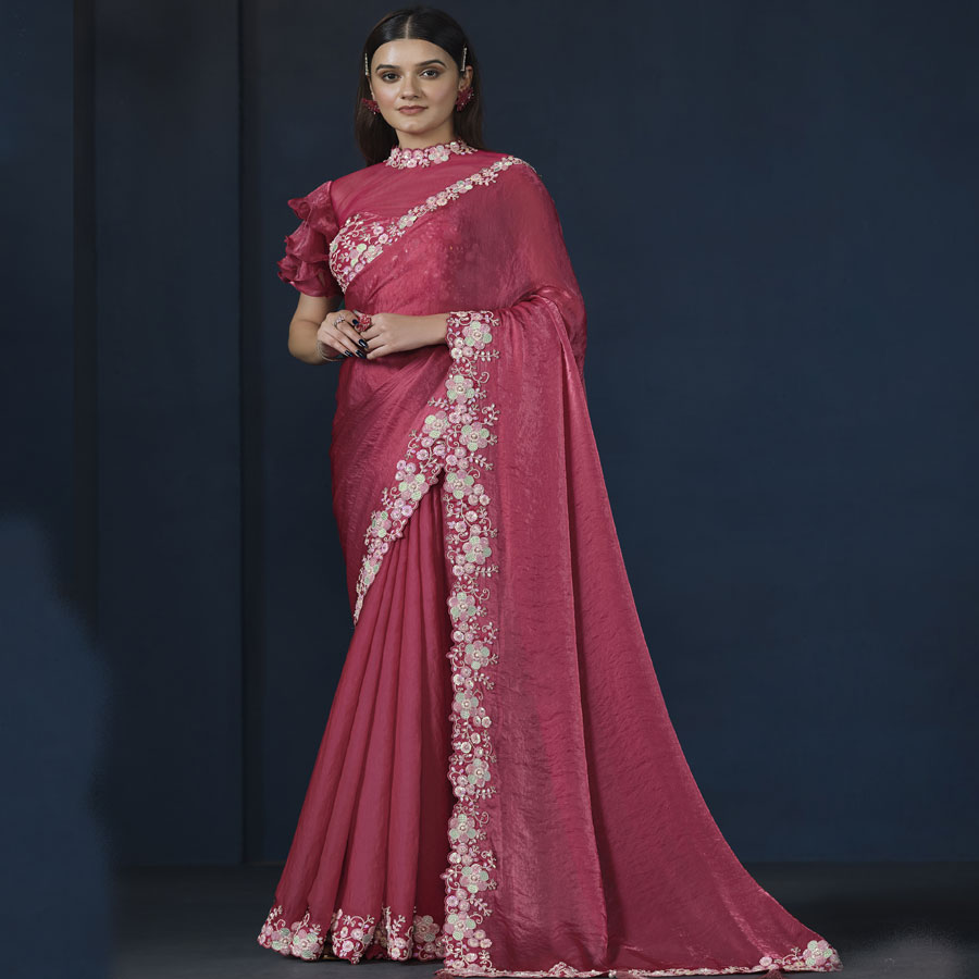 pink TwoTone SatinSilk Designer Saree