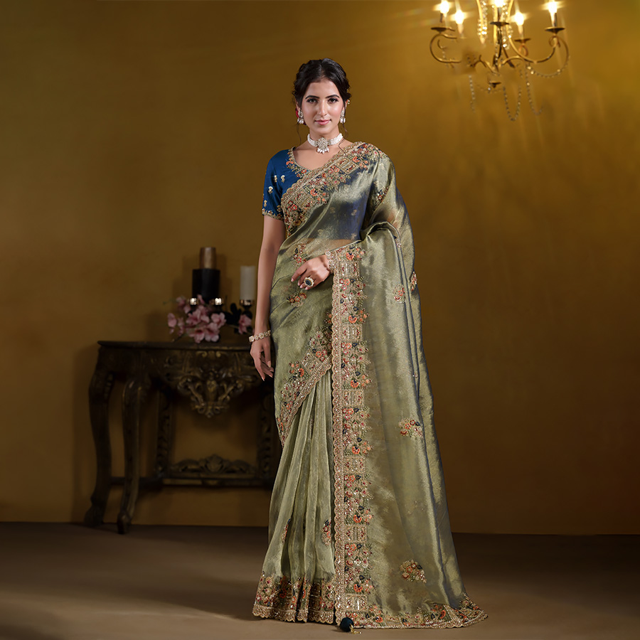 Sea green Silk Designer Saree