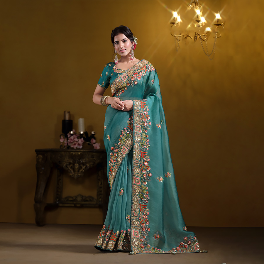 Sky blue Silk Designer Saree