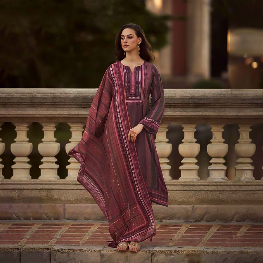 Magenta Muslin Silk Party Wear Salwar Kameez