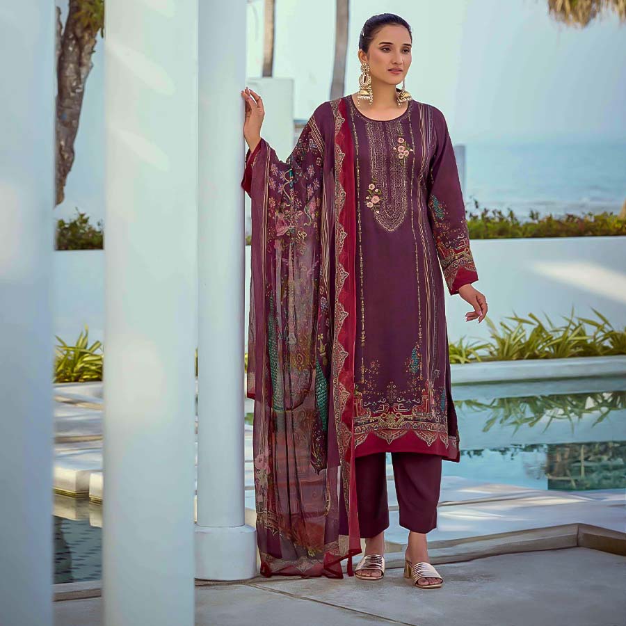 Purple Jam Cotton Casual Wear Salwar Kameez