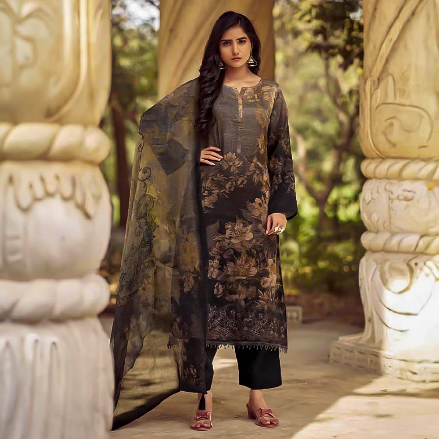 Black Jam Cotton Casual Wear Salwar Kameez