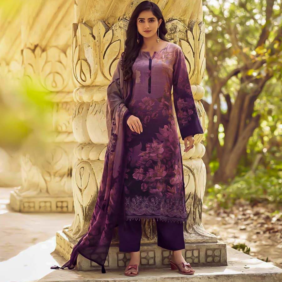 Purple Jam Cotton Casual Wear Salwar Kameez