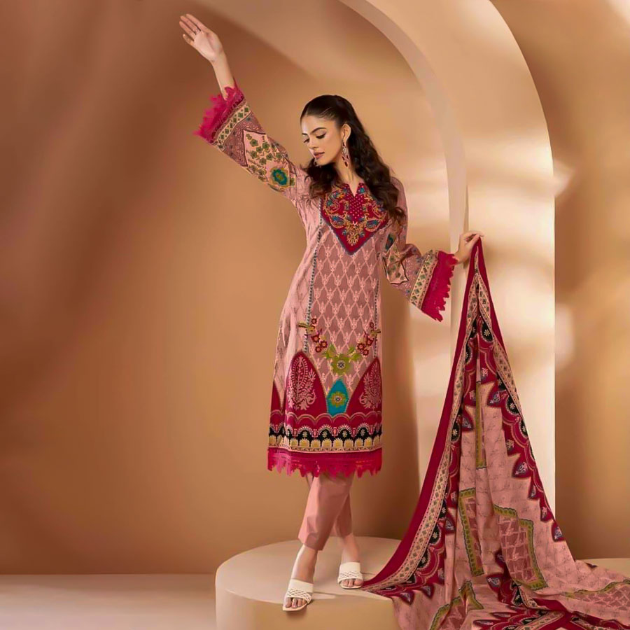 Pink  Cambric Casual Wear Salwar Kameez