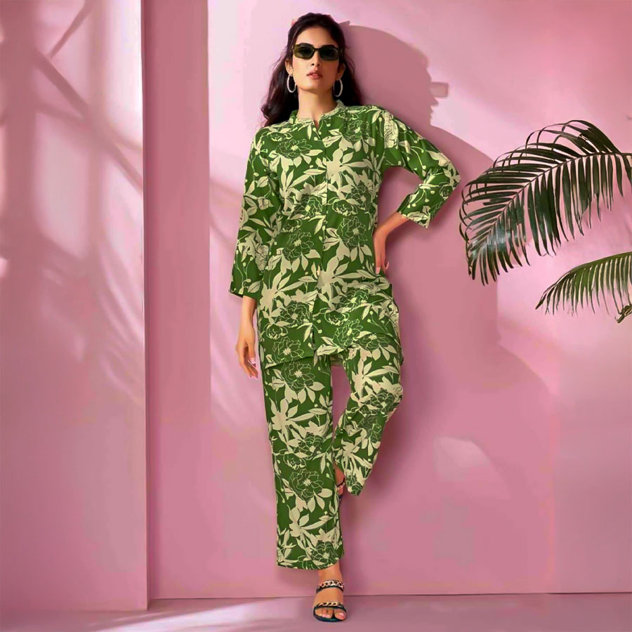 Green Rayon Printed Kurti