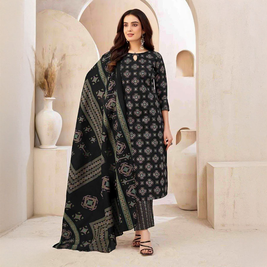 Black  Cotton Casual Wear Salwar Kameez