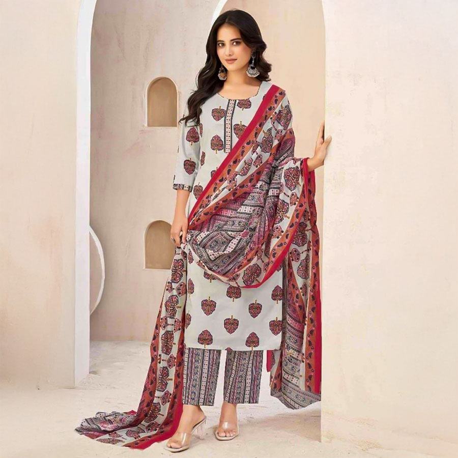 White  Cotton Casual Wear Salwar Kameez
