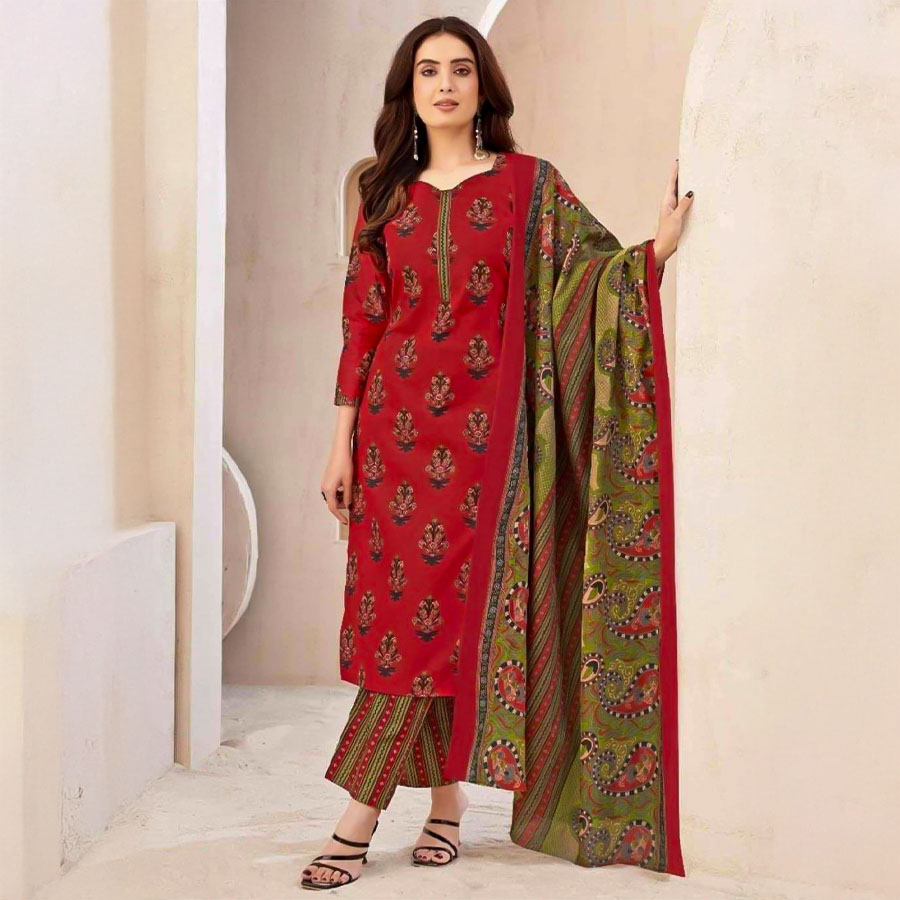 Orange  Cotton Casual Wear Salwar Kameez