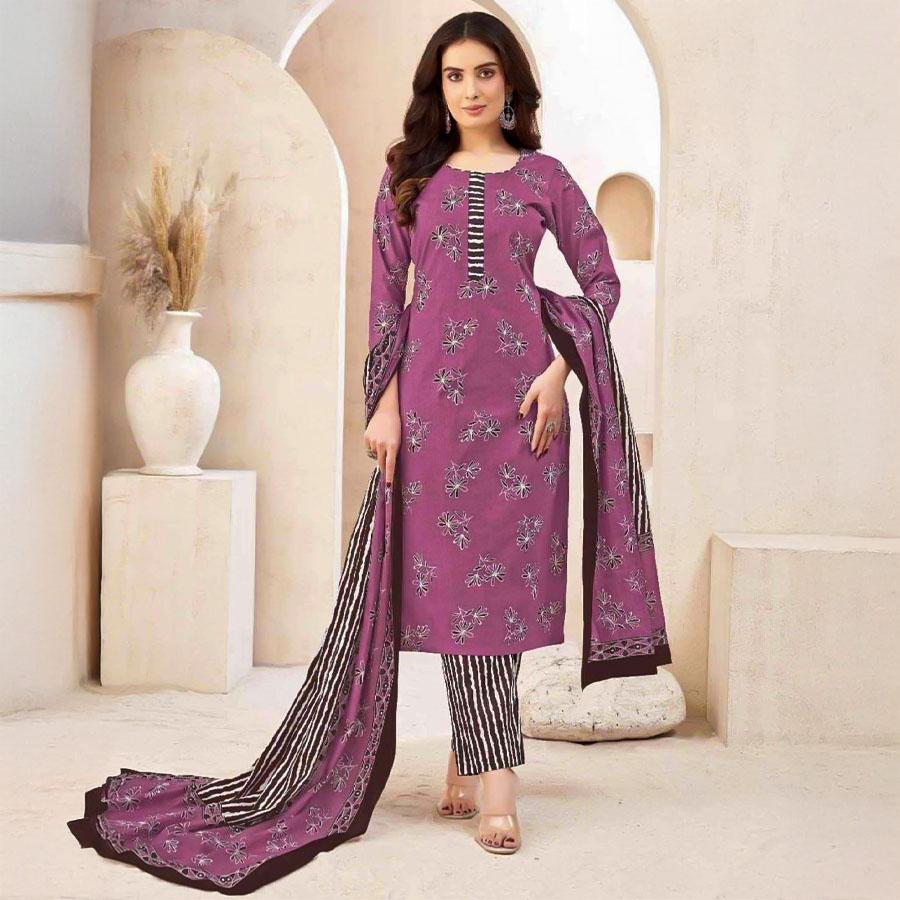 Purple  Cotton Casual Wear Salwar Kameez