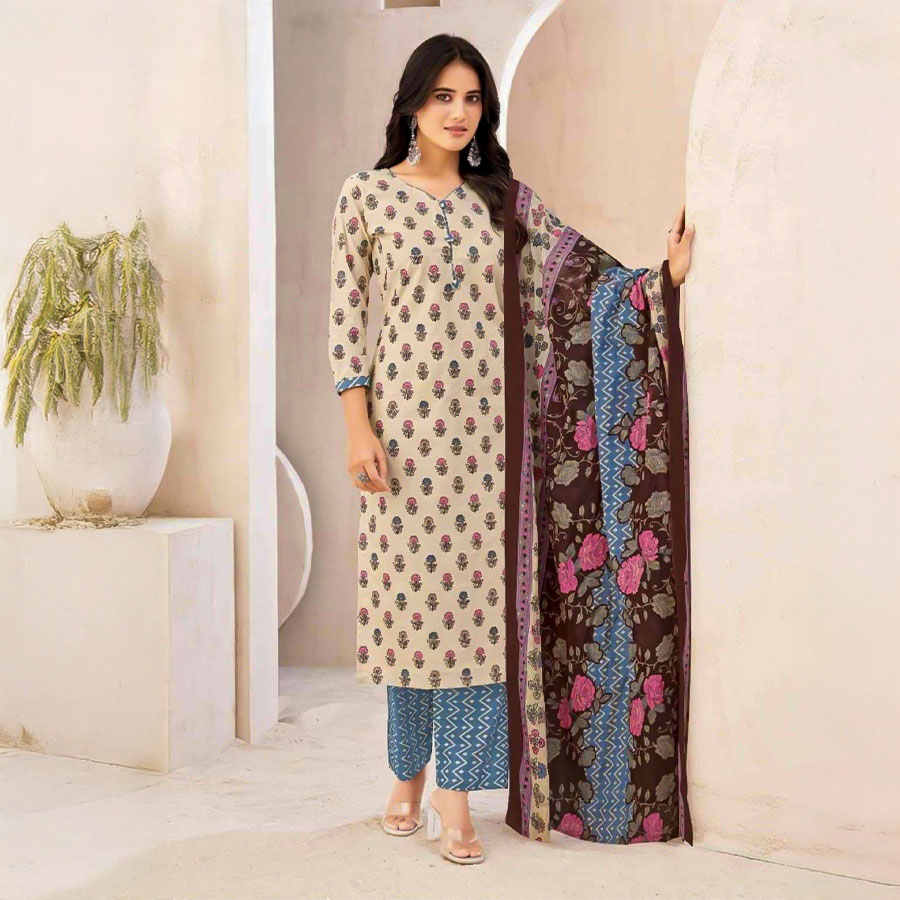 White  Cotton Casual Wear Salwar Kameez