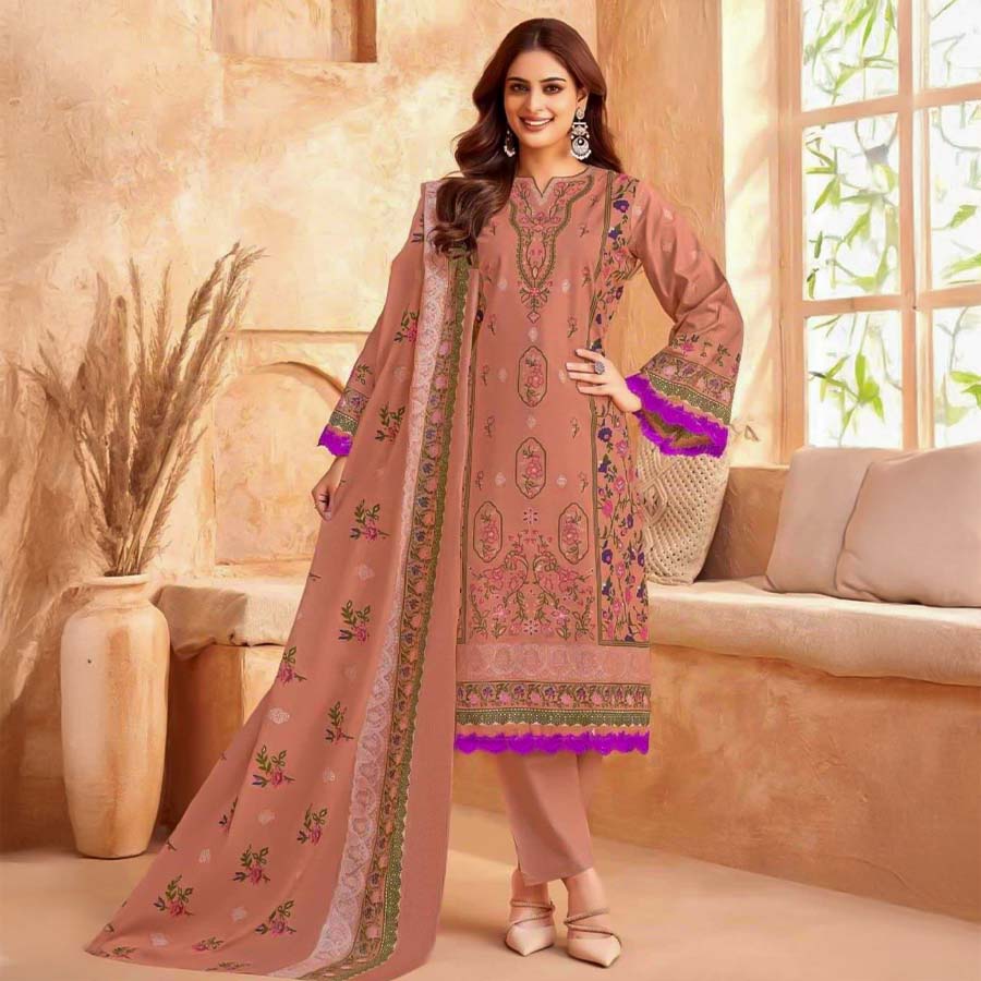 Orange  Cotton Printed Salwar Kameez