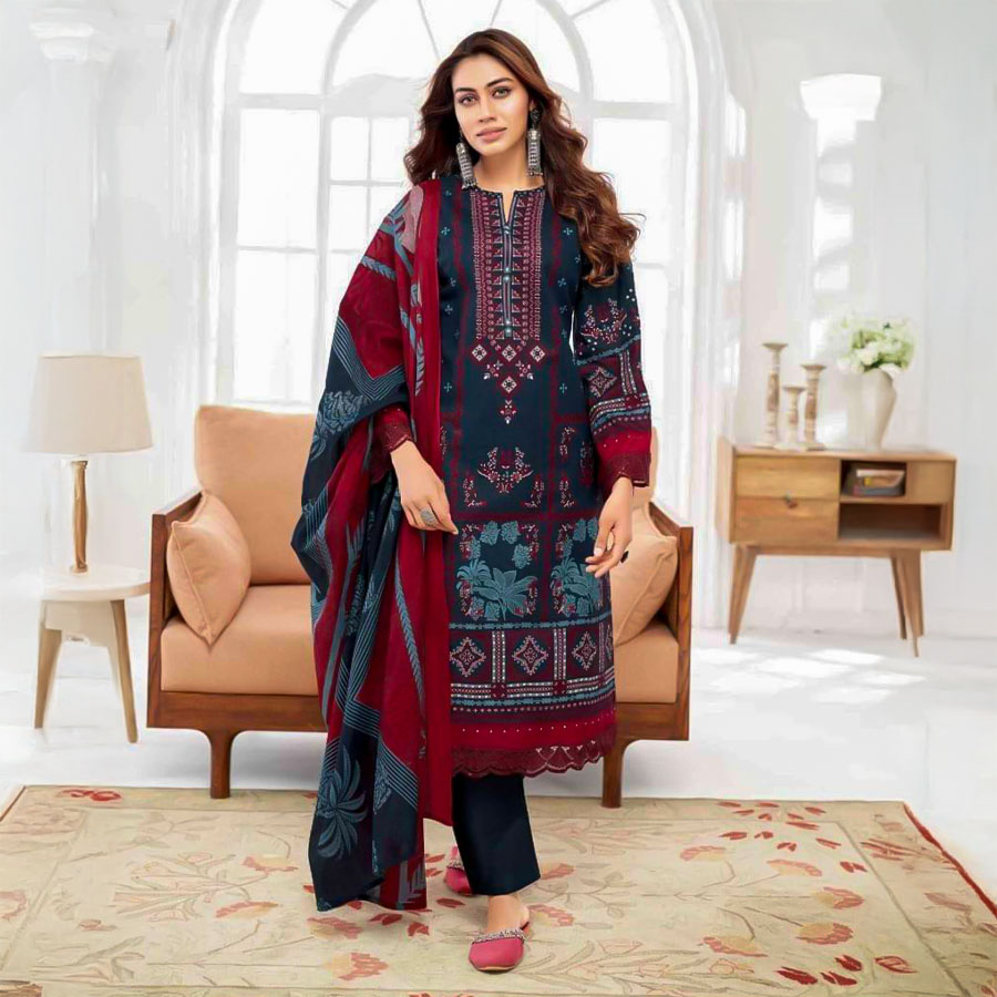 Blue Lawn Cotton Printed Salwar Kameez