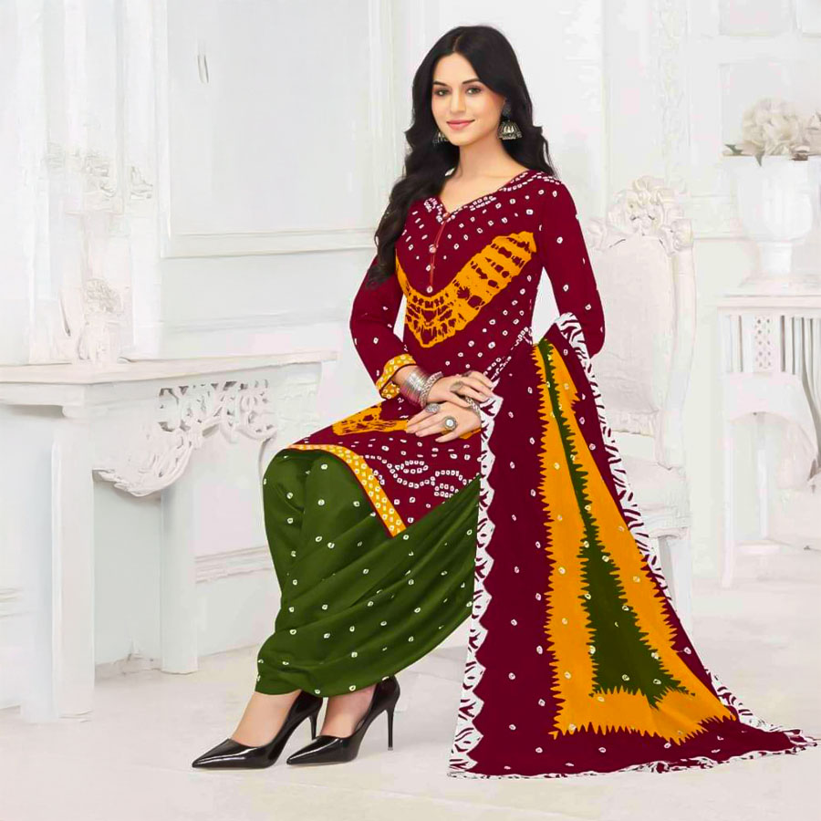 Red Rayon Casual Wear Salwar Kameez