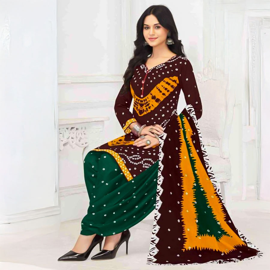 Brown Rayon Casual Wear Salwar Kameez