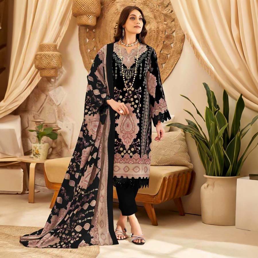 Black  Cotton Printed Salwar Kameez