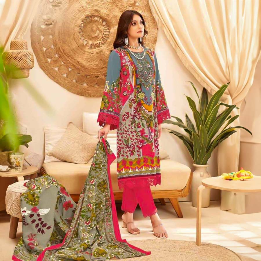 Pink  Cotton Printed Salwar Kameez