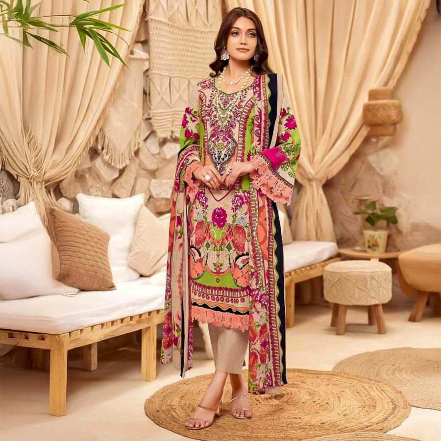 Pink  Cotton Printed Salwar Kameez
