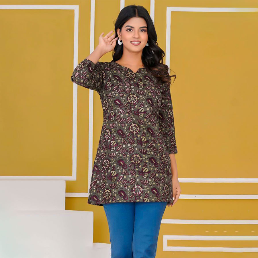 Brown Cotton Casual Wear Kurti