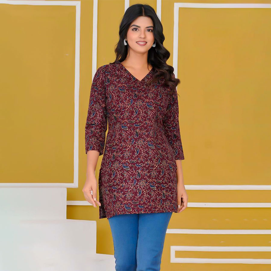 Brown Cotton Casual Wear Kurti