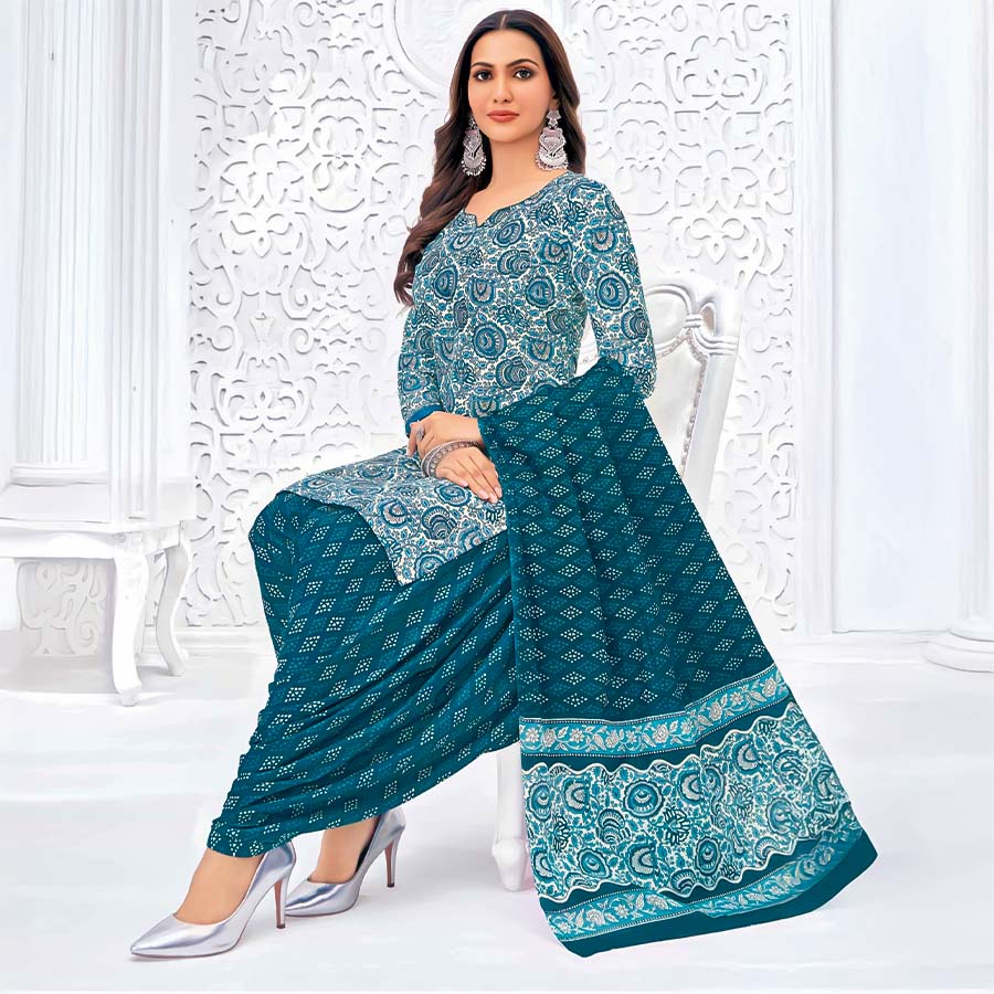 Blue  Cotton Casual Wear Salwar Kameez