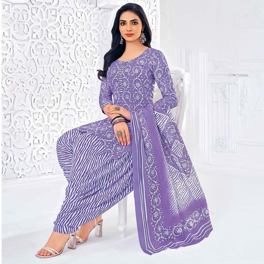 Purple  Cotton Casual Wear Salwar Kameez