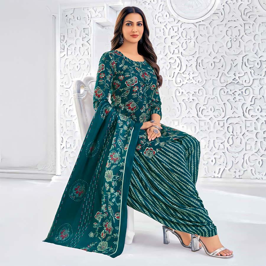 Green  Cotton Casual Wear Salwar Kameez