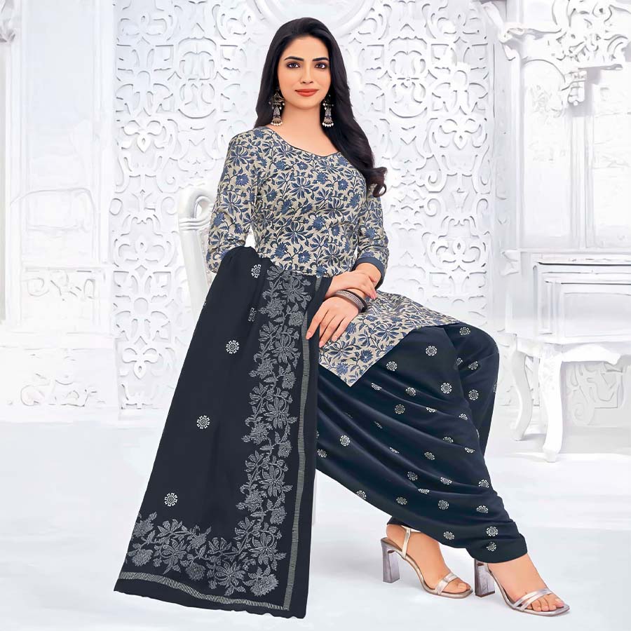 Blue  Cotton Casual Wear Salwar Kameez