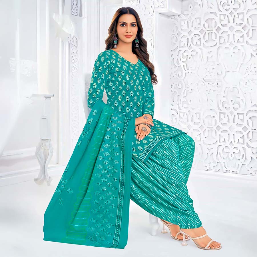 Green  Cotton Casual Wear Salwar Kameez