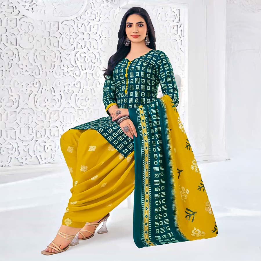 Green  Cotton Casual Wear Salwar Kameez