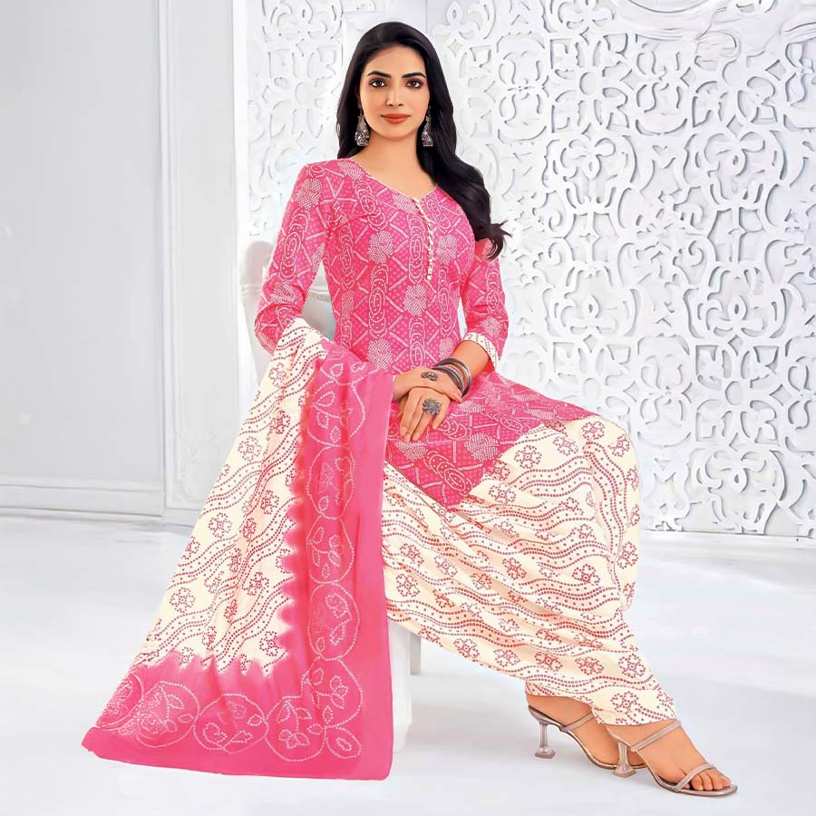 Pink  Cotton Casual Wear Salwar Kameez