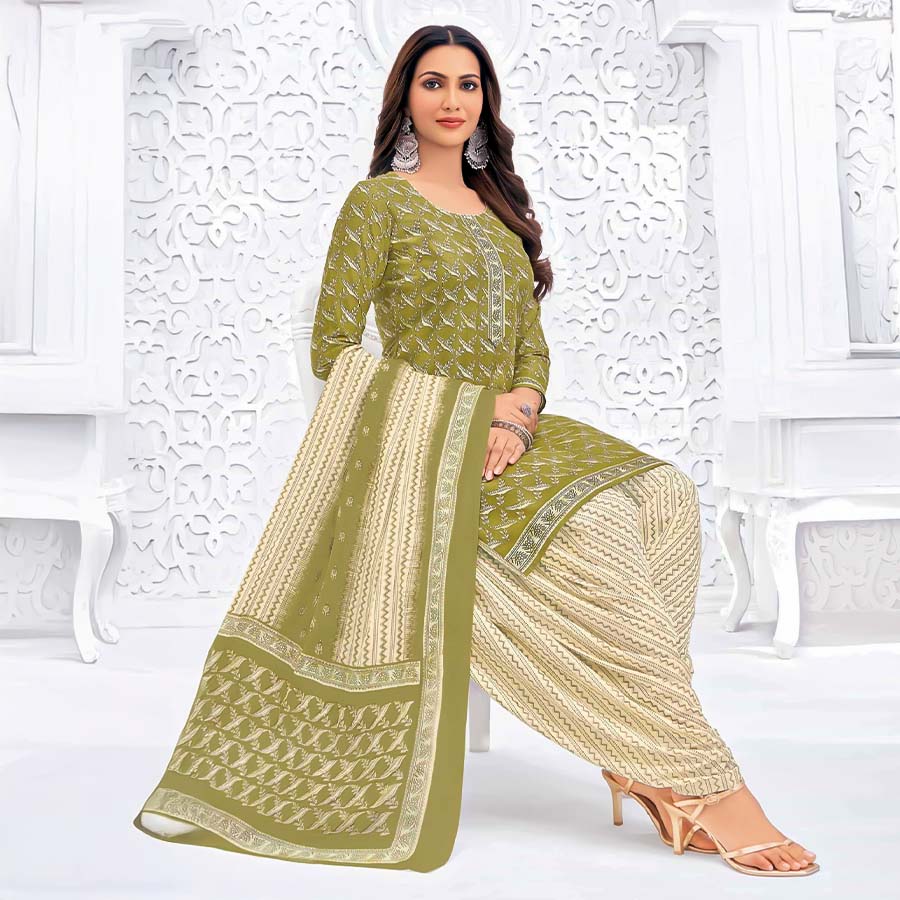 Green  Cotton Casual Wear Salwar Kameez