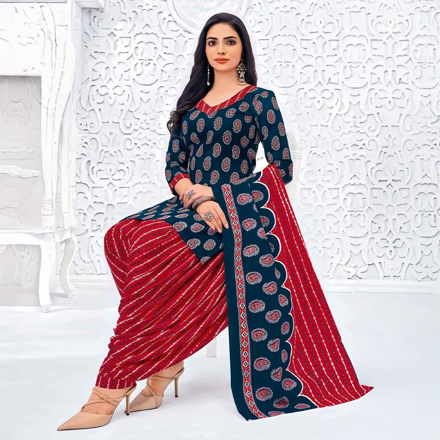 Blue  Cotton Casual Wear Salwar Kameez
