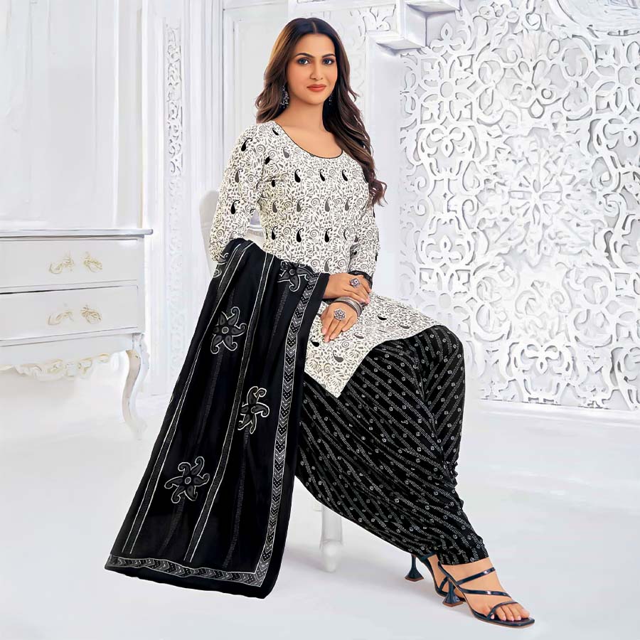 White  Cotton Casual Wear Salwar Kameez
