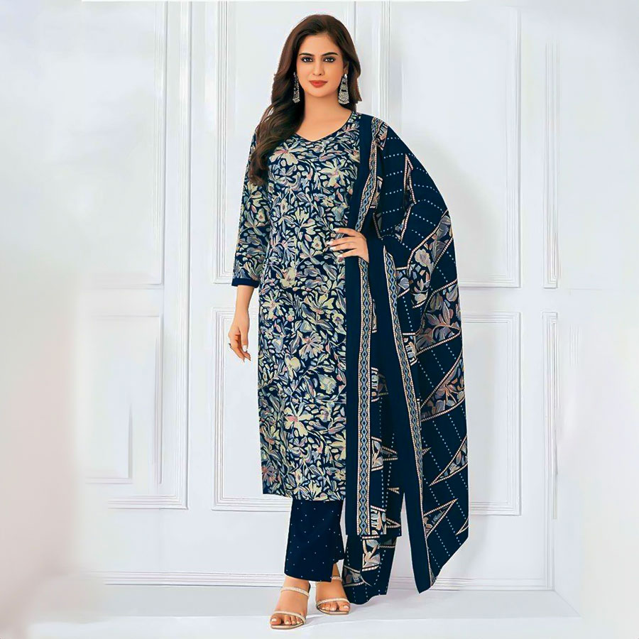 Blue Fancy Printed Salwar Kameez