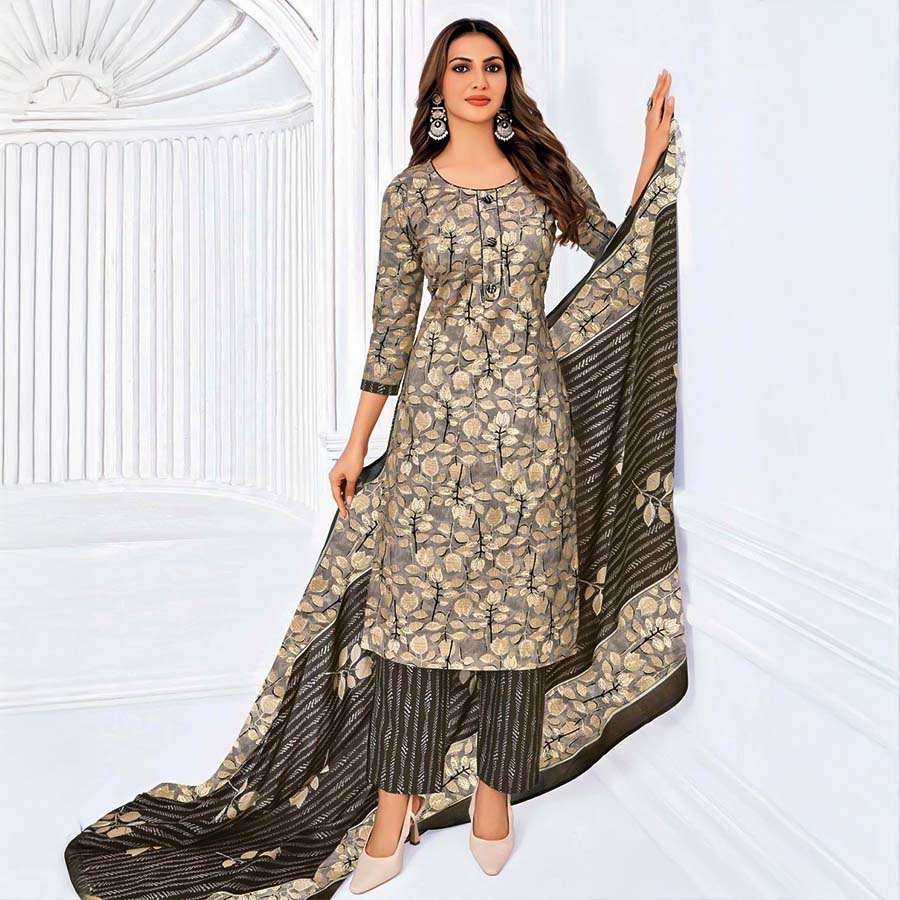 Brown  Cotton Casual Wear Salwar Kameez