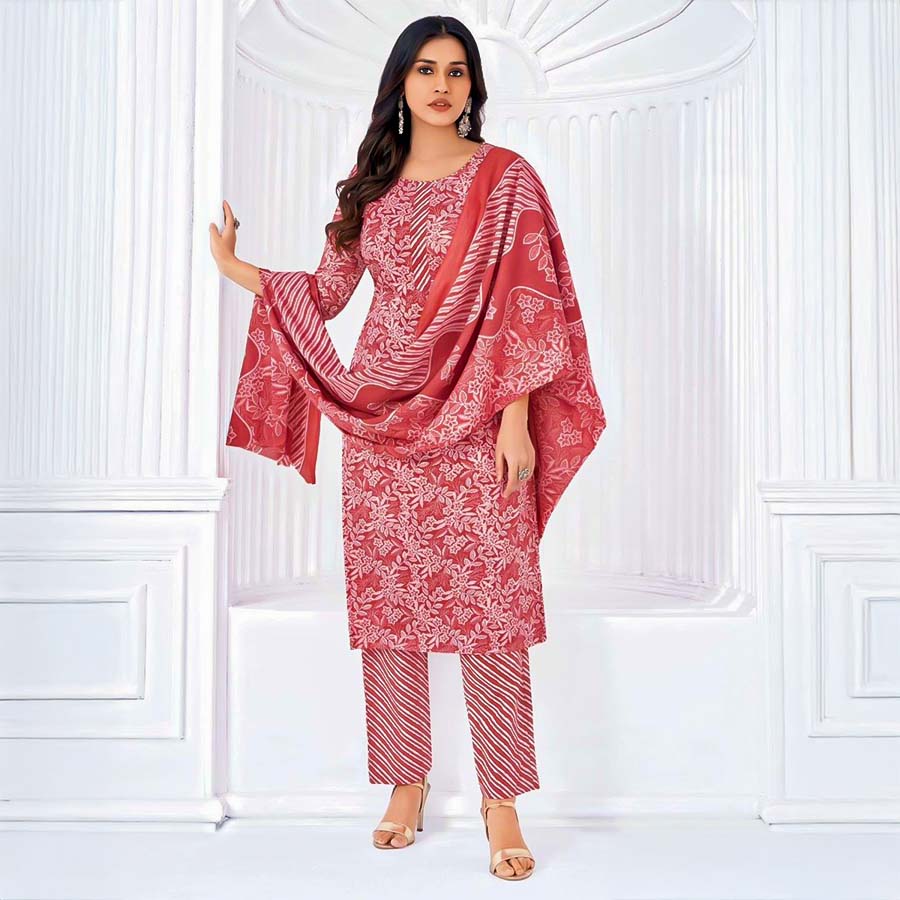 Orange  Cotton Casual Wear Salwar Kameez