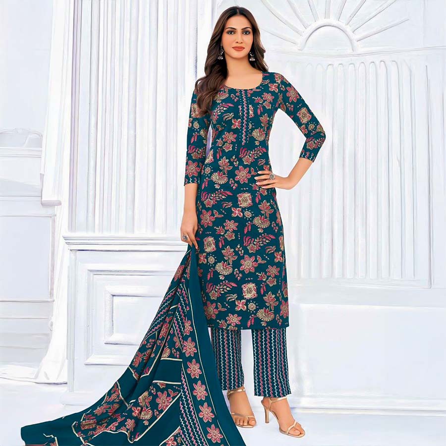 Green  Cotton Casual Wear Salwar Kameez