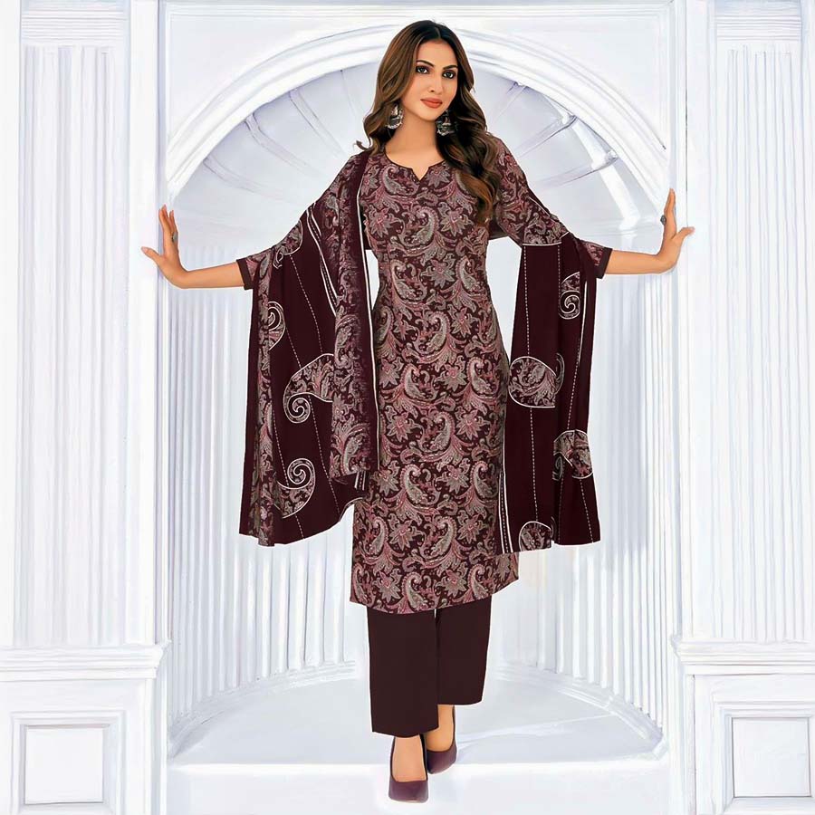 Brown  Cotton Casual Wear Salwar Kameez