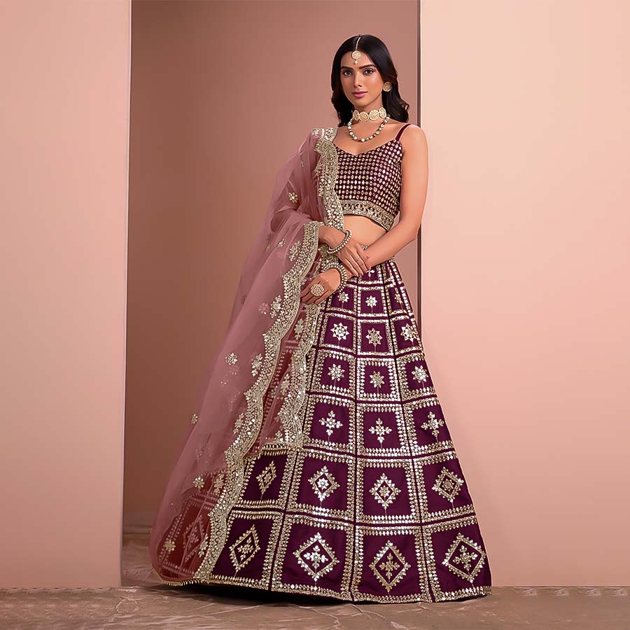 Magenta Art Silk Designer Lehenga