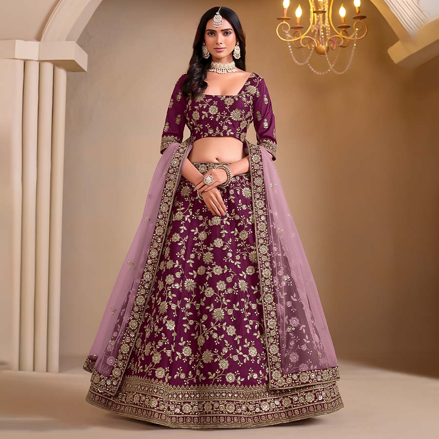 Magenta  Silk Designer Lehenga