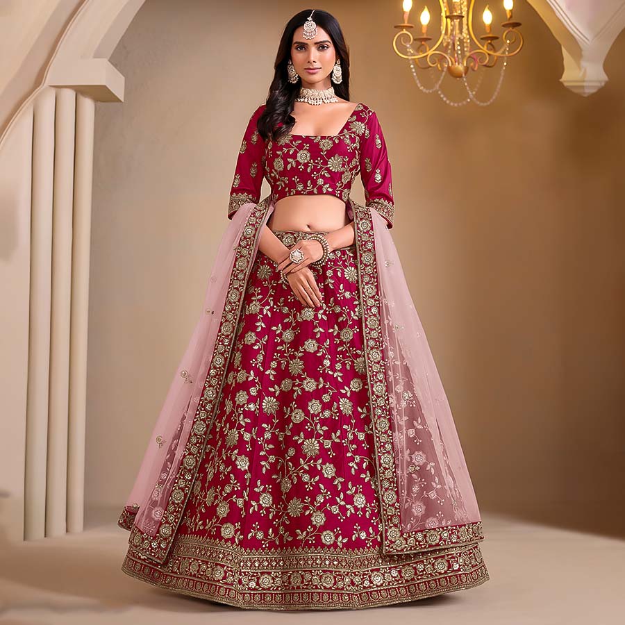 Red  Silk Designer Lehenga